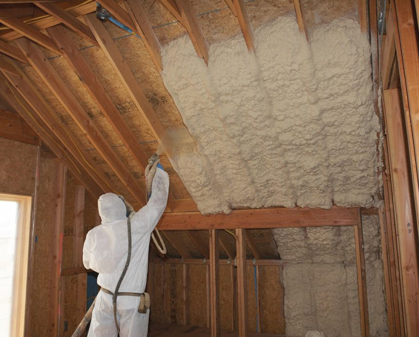 Open cell spray foam application in attic